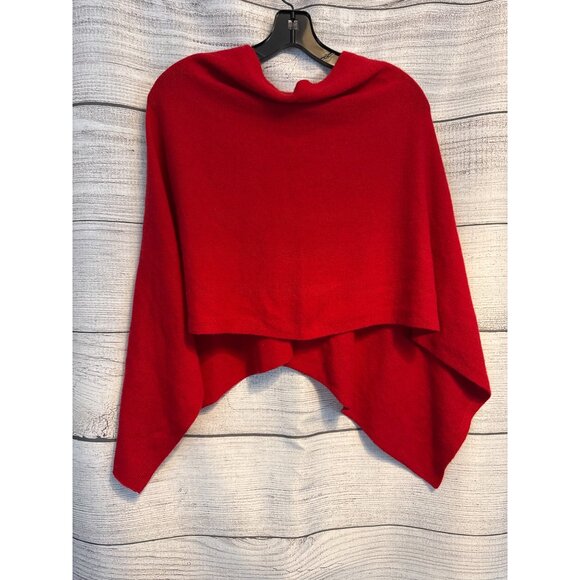 Louisa Perini Cashmere Wool Blend Red Poncho - Picture 2 of 3